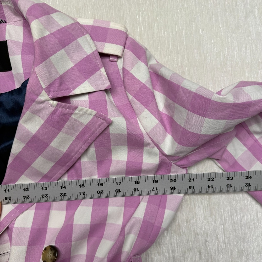 J.Crew Icon Trench Coat Womens 4 Lilac White Gingham Plaid Flirty Cute Party - Picture 15 of 16